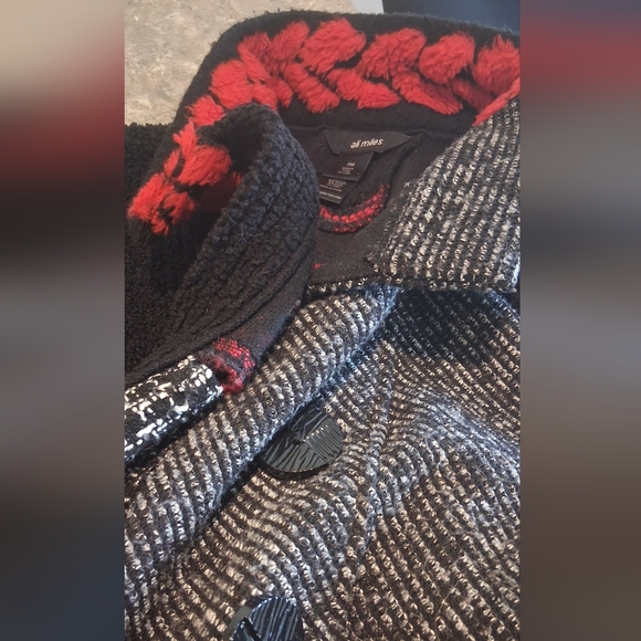 Ali Miles Wearable Art Black and Red Textured Jacket - Picture 5 of 10